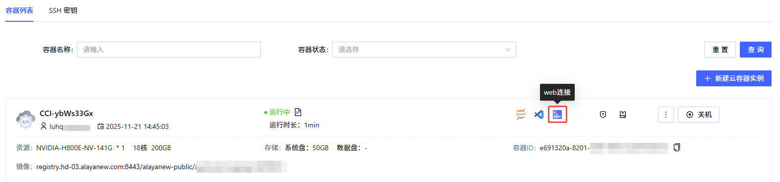 Web Connect entry