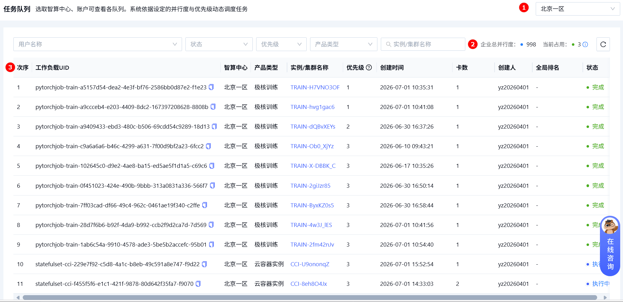 资源配额页面