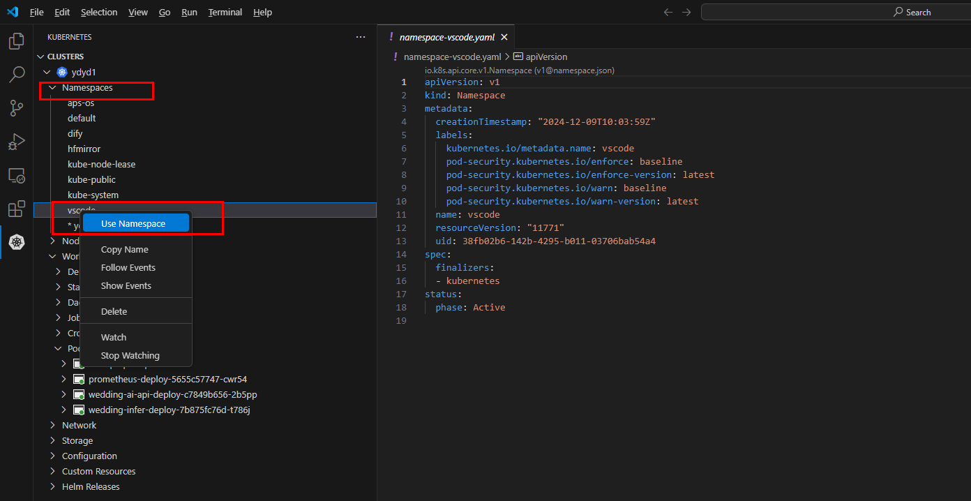 Use namespace